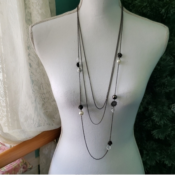 🍍Multi strand black chain necklace - Picture 3 of 4